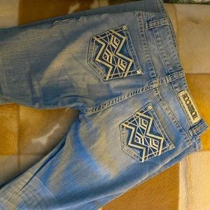 Rock ‘n Roll Cowgirl Light Wash Bootcut Jeans, size 27x36